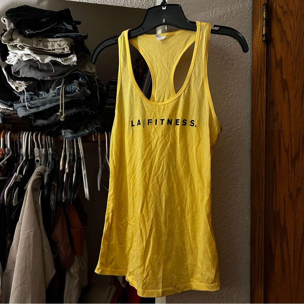la fitness yellow race back tank top small